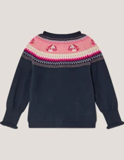 Unicorn Fair Isle Cardigan Blue