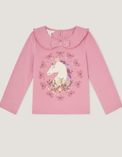 Unicorn Portrait Long Sleeve Top Pink