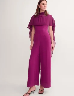 Valerie Cape Wide Leg Jumpsuit Purple