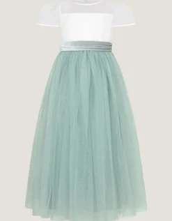 Velvet Bow Bridesmaid Dress Green