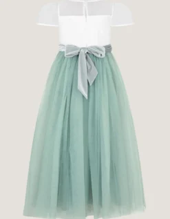Velvet Bow Bridesmaid Dress Green
