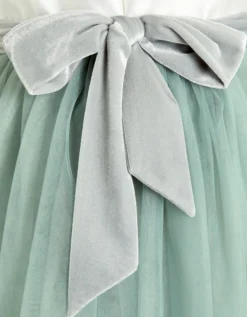 Velvet Bow Bridesmaid Dress Green