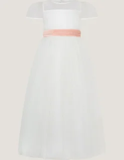 Velvet Bow Bridesmaid Dress Ivory