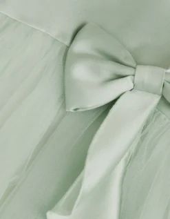 Winnie Satin Bow Party Dress Green