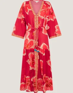 Yasmin Floral Midi Tunic Dress Pink