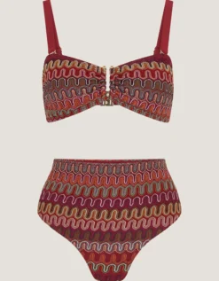 Zaria Knit Bandeau Bikini Top Red