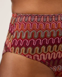 Zaria Knit High Waist Bikini Bottoms Red