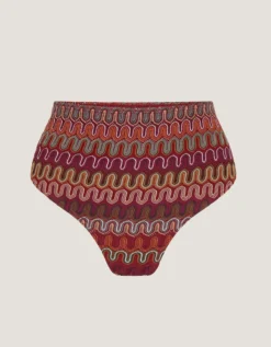 Zaria Knit High Waist Bikini Bottoms Red